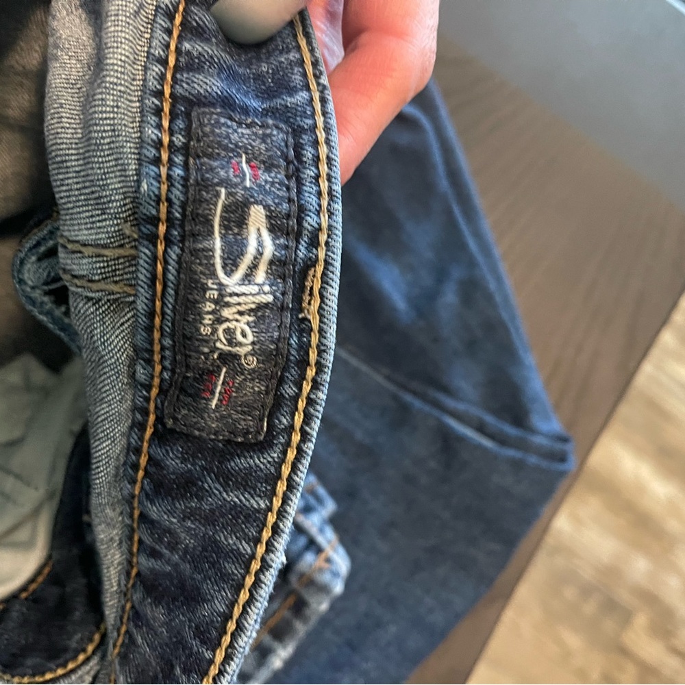 Silver Jeans Classic Blue Denim with Golden Stitching